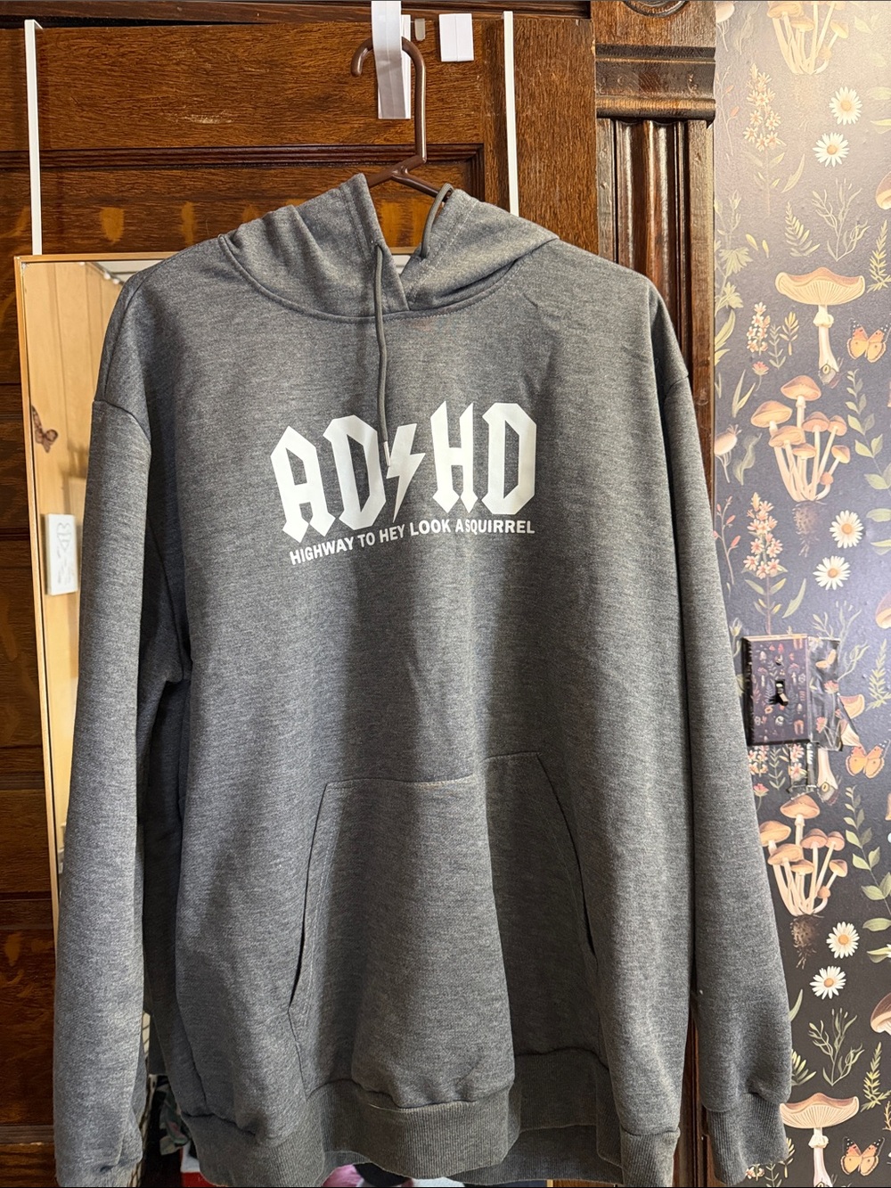 Dark Gray ADHD Graphic Hoodie - White Print